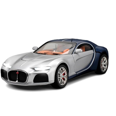 ماشین اسباب بازی فلزی بوگاتی نقره ای سقف آبی کاربنی 1:24 Diecast Bugatti Atlantic_اسباب بازی